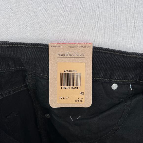 LEVIS Sliced High Waisted Mom Jean Womens 29 X 27 Black Tapered Rigid Denim NEW - Picture 14 of 16
